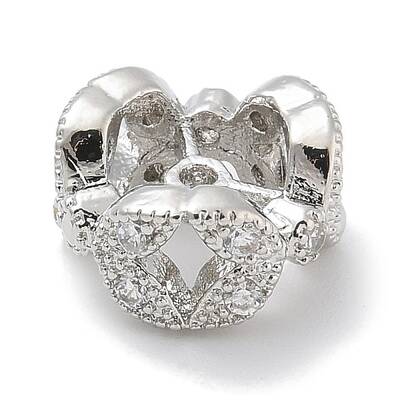 Rack Plating Brass Micro Pave Cubic Zirconia Spacer Beads