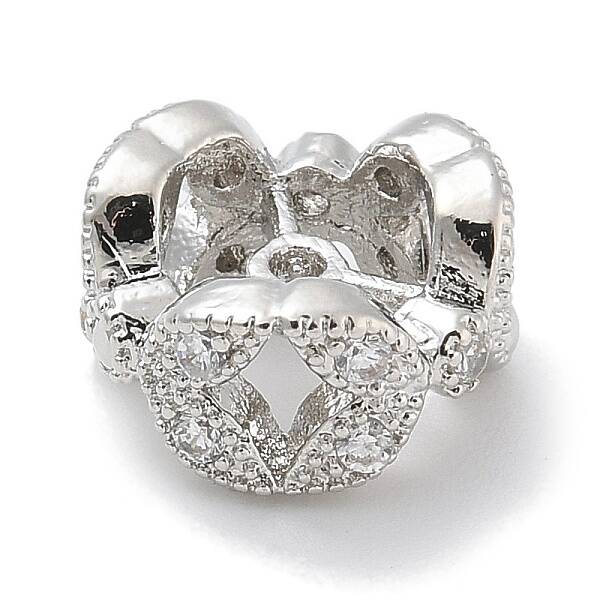 Rack Plating Brass Micro Pave Cubic Zirconia Spacer Beads
