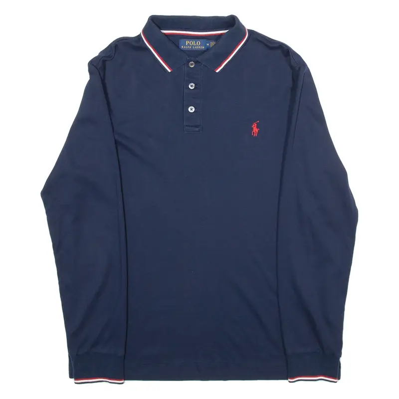 POLO RALPH LAUREN Mens Polo Shirt Blue Long Sleeve M