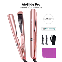 LANDOT 2-in-1 Flat Iron Curling Iron | 30s Heat-Up 12 Temp Settings & Ceramic Coating | Salon-Perfect Straightening & Curling...