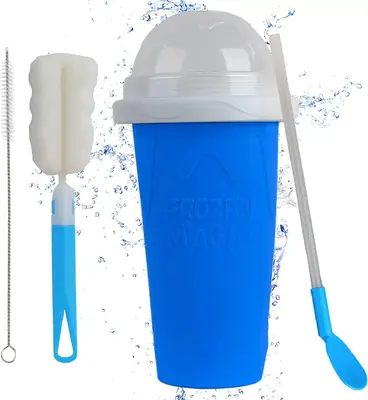 SLUSHY CUPS -SLUSHIE MAKER FOR ANY DRINK COMES WITH SPOON, LID, CLEANING BRUSH (ALL AGES) Kitchen Silicone Utensils Kids Stra...