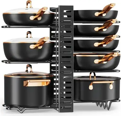 Under Sink Organizer, 8 Tiers Pots and Pans Organizer for Kitchen Organization & Storage, Under Sink Storage for Kitchen Bath...