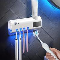 Smart Toothbrush Holder with Automatic Toothpaste Dispenser, USB Rechargeable, Wall-Mounted, 4 Brush Slots, Built-In Ventilat...