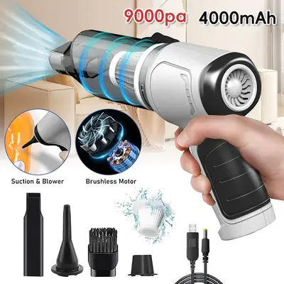 3-in-1 Portable Wireless Cordless handheld Vacuum Cleaner Rechargeable with 9000PA Powerful Suction for Car/Office/Home, Exte...