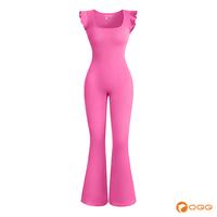 OQQ Jumpsuits For Women Ribbed Square Neck Ruffles Sleeveless Flare Long Pants Stretchy Soft Party Jumpsuits Womenswear Lady ...