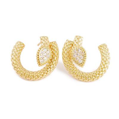 Rack Plating Brass Cubic Zirconia Stud Earrings