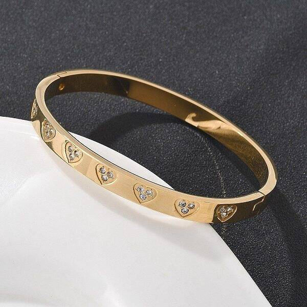 304 Stainless Steel Rhinestone Bangles for Women