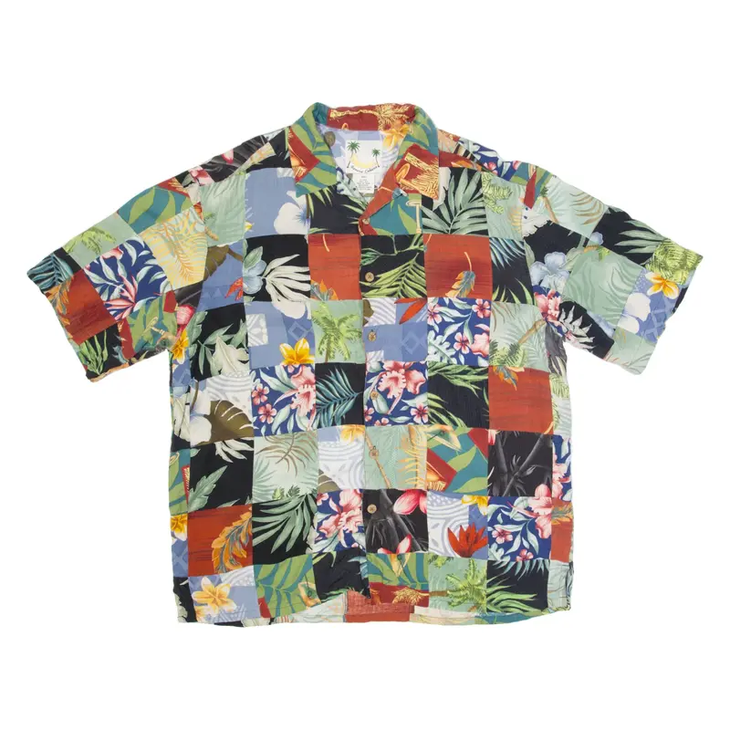 BANANA CABANA Mens Shirt Green Patchwork L