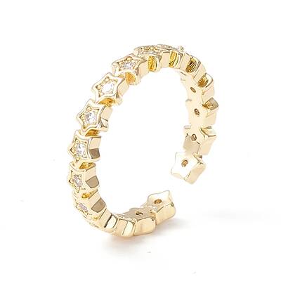 Clear Cubic Zirconia Star Cuff Ring