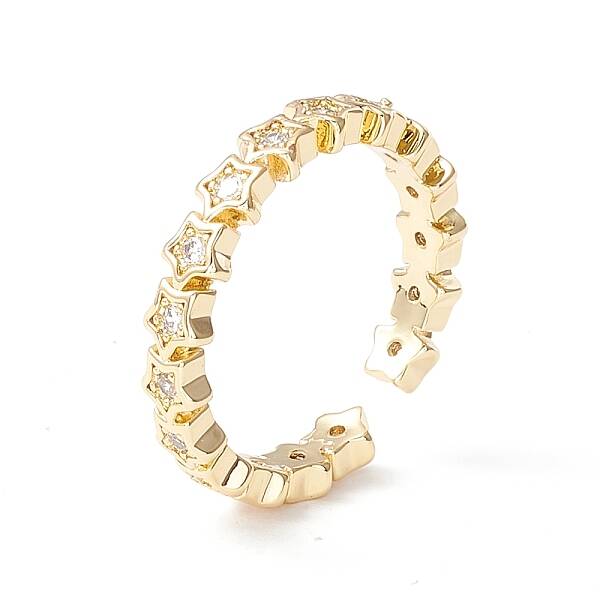 Clear Cubic Zirconia Star Cuff Ring