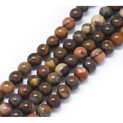 Natural Chinese Writing Stone Round Bead Strands
