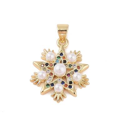 Brass Micro Pave Colorful Cubic Zirconia Pendants