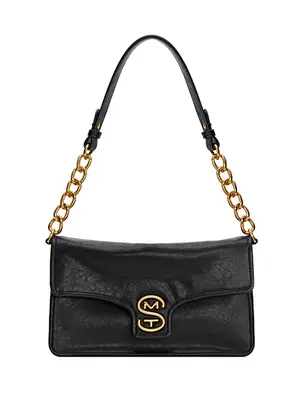 Smting Leather Flap Shoulder Bag