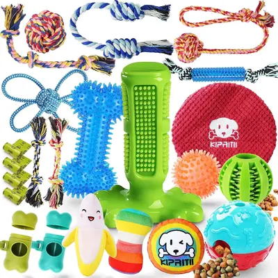 Dog Chew Toys for Puppy - 23 Pack Puppies Teething Chew Toys for Boredom, Pet Dog Toothbrush Chew Toys with Rope Toys, Treat ...