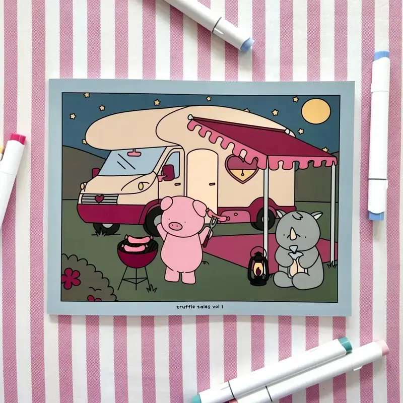 Truffle Tales Vol 1 Coloring book | A Cross Country Adventure with Truffles the Pig | Landscape 8.5 x 11 Coloring Book
