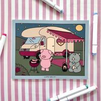 Truffle Tales Vol 1 Coloring book | A Cross Country Adventure with Truffles the Pig | Landscape 8.5 x 11 Coloring Book