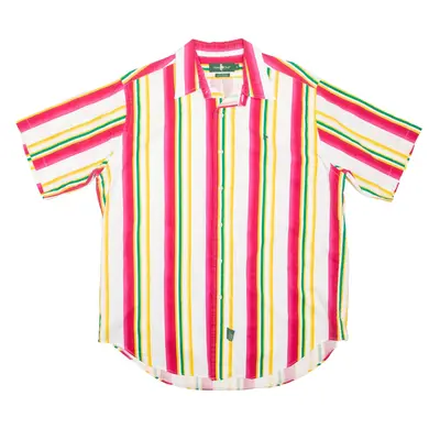 HUNT CLUB Shirt Cream Striped Short Sleeve Mens L