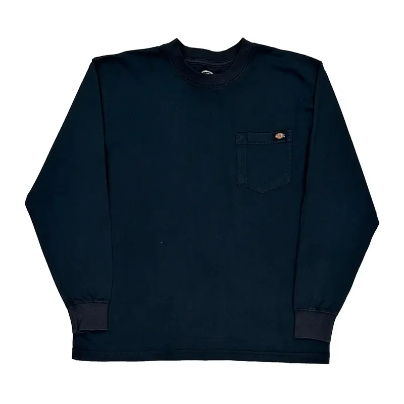 Pocket Dickies Long Sleeve T-Shirt - Large Navy Cotton