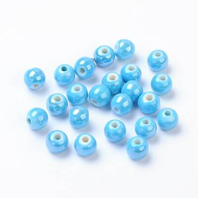 Pearlized Handmade Porcelain Round Beads