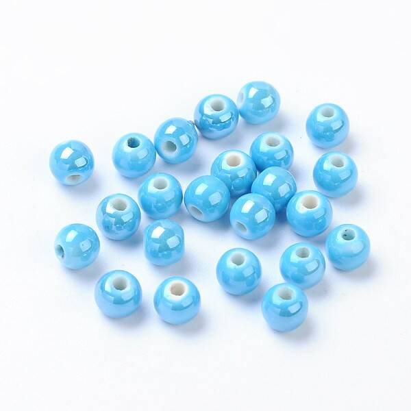 Pearlized Handmade Porcelain Round Beads