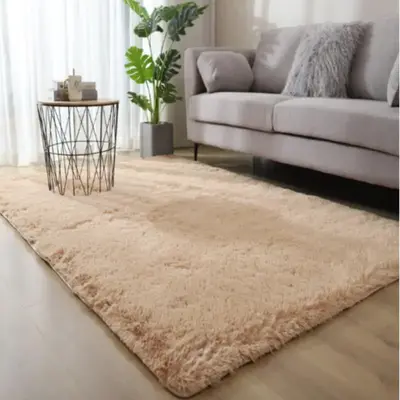 Solid Color Plush Carpet, Modern Simple Soft Comfortable Floor Mat, Non-slip Rug for Home Living Room Bedroom