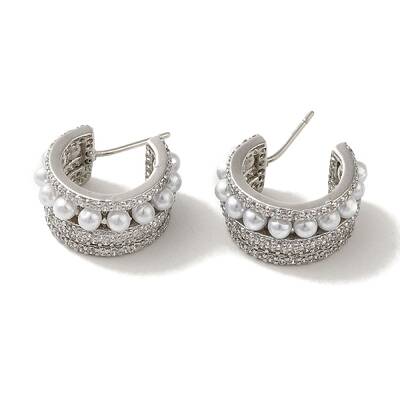Rack Plating Brass Micro Pave Cubic Zirconia Studs Earrings