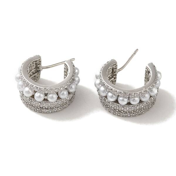 Rack Plating Brass Micro Pave Cubic Zirconia Studs Earrings