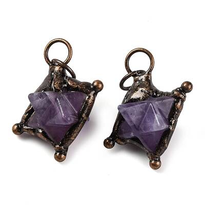 Natural Amethyst Merkaba Star Pendants