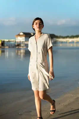 Botanical 2-way Shirtdress - Pebble print | Size: S