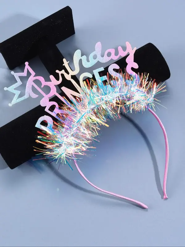 Birthday Party Headband, Cute Style Ombre Colorful Hair Hoop, Fashionable Glitter Birthday Princess Style Hair Accessories fo...