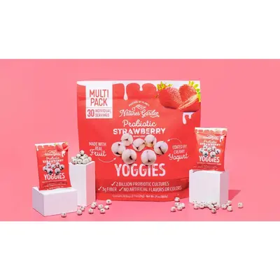 Natures Garden Probiotic Strawberry Yoggies - 30 Servings, Made with Real Fruit, Coated in Creamy Yogurt, 2 Billion Probiotic...