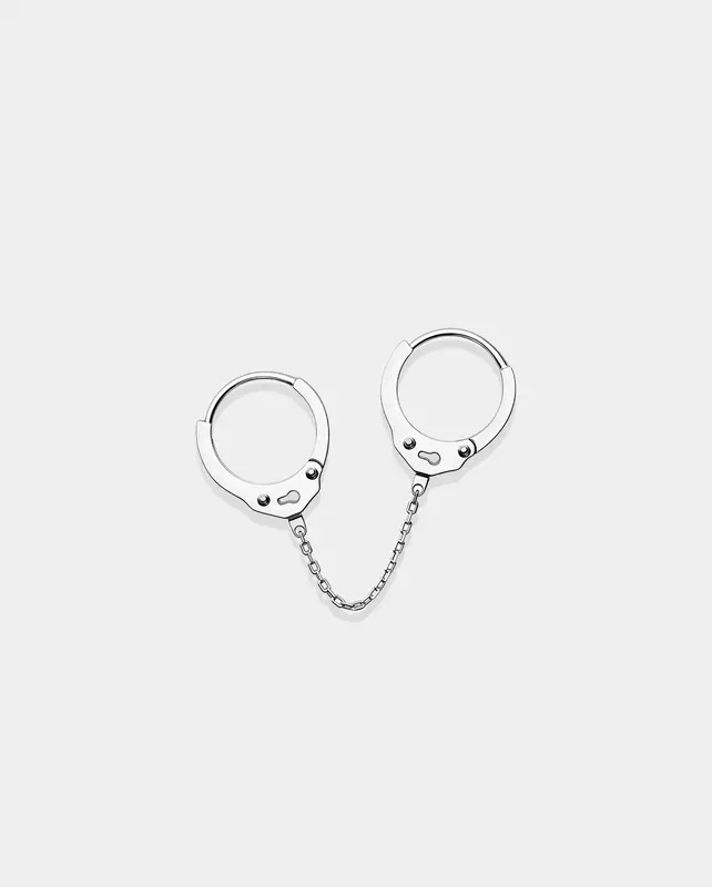 14K White Gold Handcuffs Cartilage Earring - 8mm