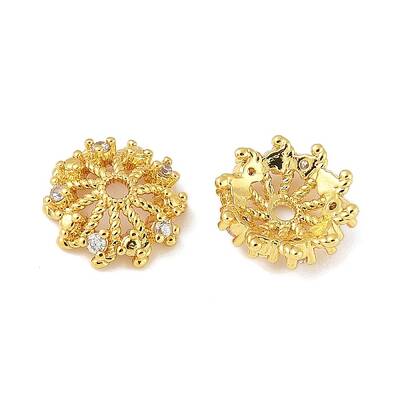 Brass Micro Pave Clear Cubic Zirconia Bead Caps