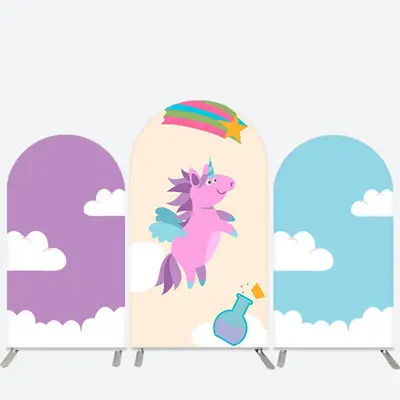 Aperturee Purple Unicorn Cloud Star Birthday Arch Backdrop Kit | Chiara Wall Backdrop Diy | Circle Arch Backdrop Diy | Weddin...