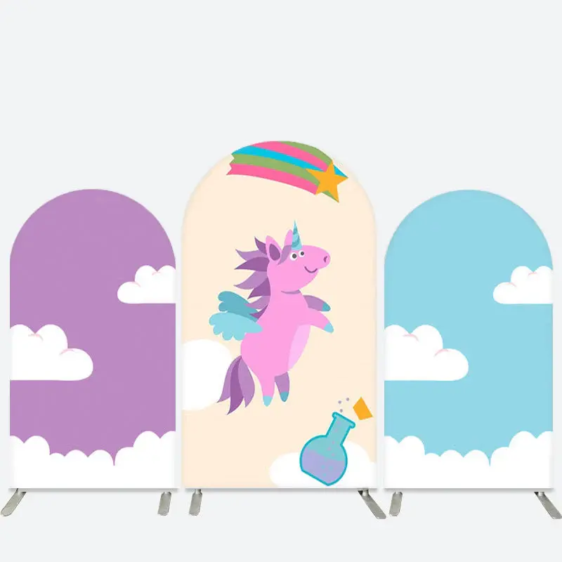 Aperturee Purple Unicorn Cloud Star Birthday Arch Backdrop Kit | Chiara Wall Backdrop Diy | Circle Arch Backdrop Diy | Weddin...