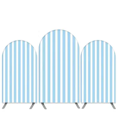 Aperturee Sky Blue And White Stripes Birthday Arch Backdrop Kit | Diy Arch Backdrop Cover | Wedding Arch Backdrop | Round Arc...