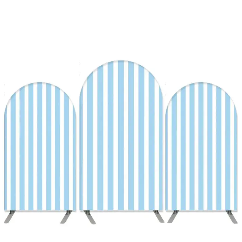 Aperturee Sky Blue And White Stripes Birthday Arch Backdrop Kit | Diy Arch Backdrop Cover | Wedding Arch Backdrop | Round Arc...