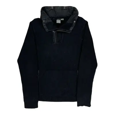 Armani Exchange 1/4 Zip - Large Black Cotton Blend