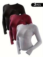 OVESPORT Women'S Compression Clothing Long-Sleeved Gym Sports Fitness Clothing, Sweat-Absorbing Bottom Shirt Tight Thermal,At...