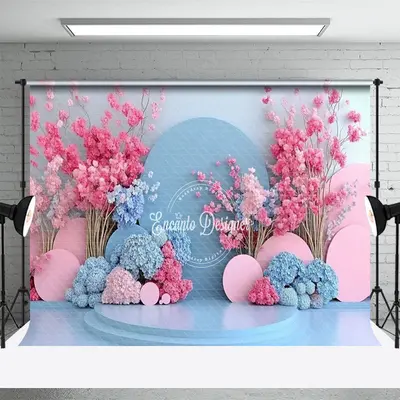Aperturee Romantic Blue Pink Floral Wedding Photo Backdrop, 3X2FT(1MX0.6M), 14 USD, wedding backdrops, ENHD2J62-M