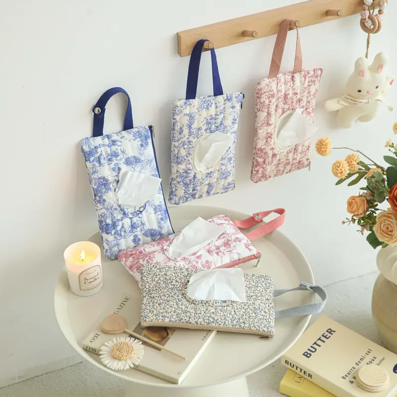 Simple Car Home Paper Towel Storage Bag, Cute Baby Stroller Wet Wipes Hanging Pouch, Convenient Zipper Handheld Organizer, Mu...