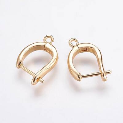 Brass Hoop Earring Findings with Latch Back Closure