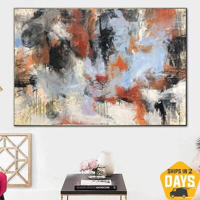 Large Abstract Colorful Painting On Canvas Modern Texture Artwork Original Unique Wall Art Oil Painting | STRAWBERRY JUICE 36...