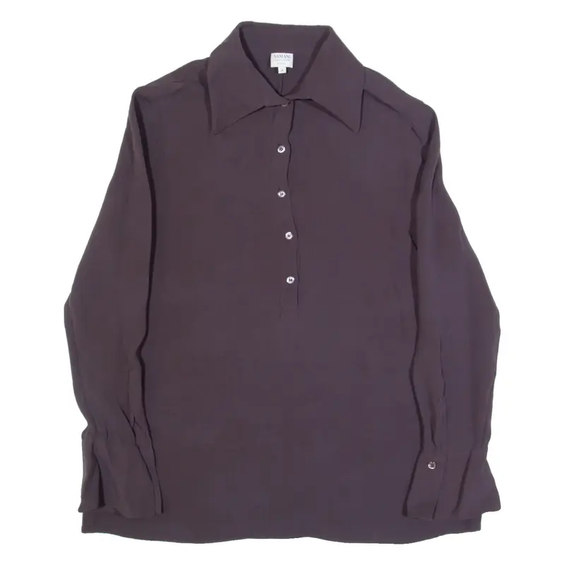 ARMANI COLLEZIONI Womens Shirt Purple Collared Long Sleeve Silk M