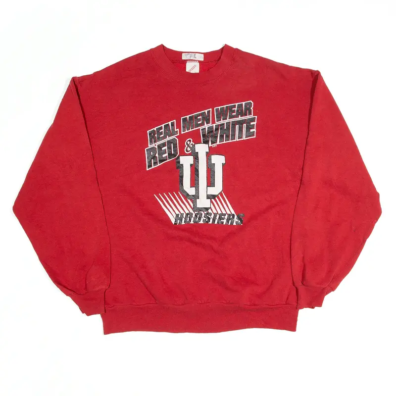 JERZEES Indiana Hoosiers Sweatshirt Red 80s USA Crew Neck Mens L