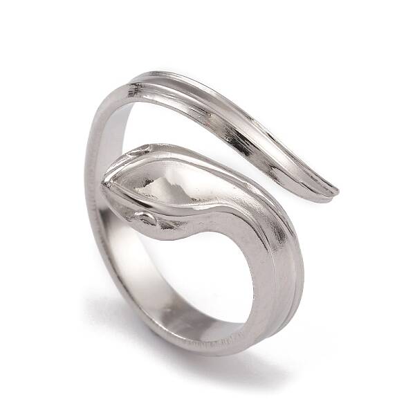 Non-Tarnish 304 Stainless Steel Snake Open Cuff Rings for Women