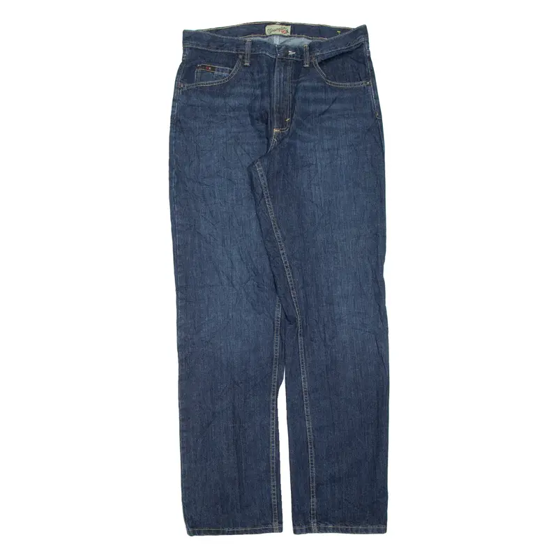 WRANGLER Mens Jeans Blue Regular Straight Stone Wash W34 L35