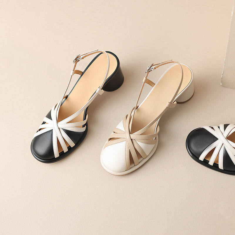 CHIKO Jaycie Round Toe Block Heels Slingback Shoes