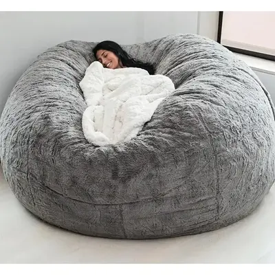 Giant Fur Bean Bag Chair Cover for Kids Adults, (No Filler) Living Room Furniture Big round Soft Fluffy Faux Fur Beanbag Lazy...