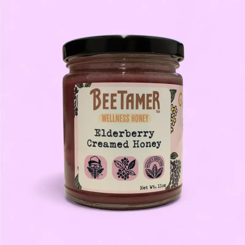 BeeTamer's Elderberry – Raw Creamed Honey with Elderberry 11oz